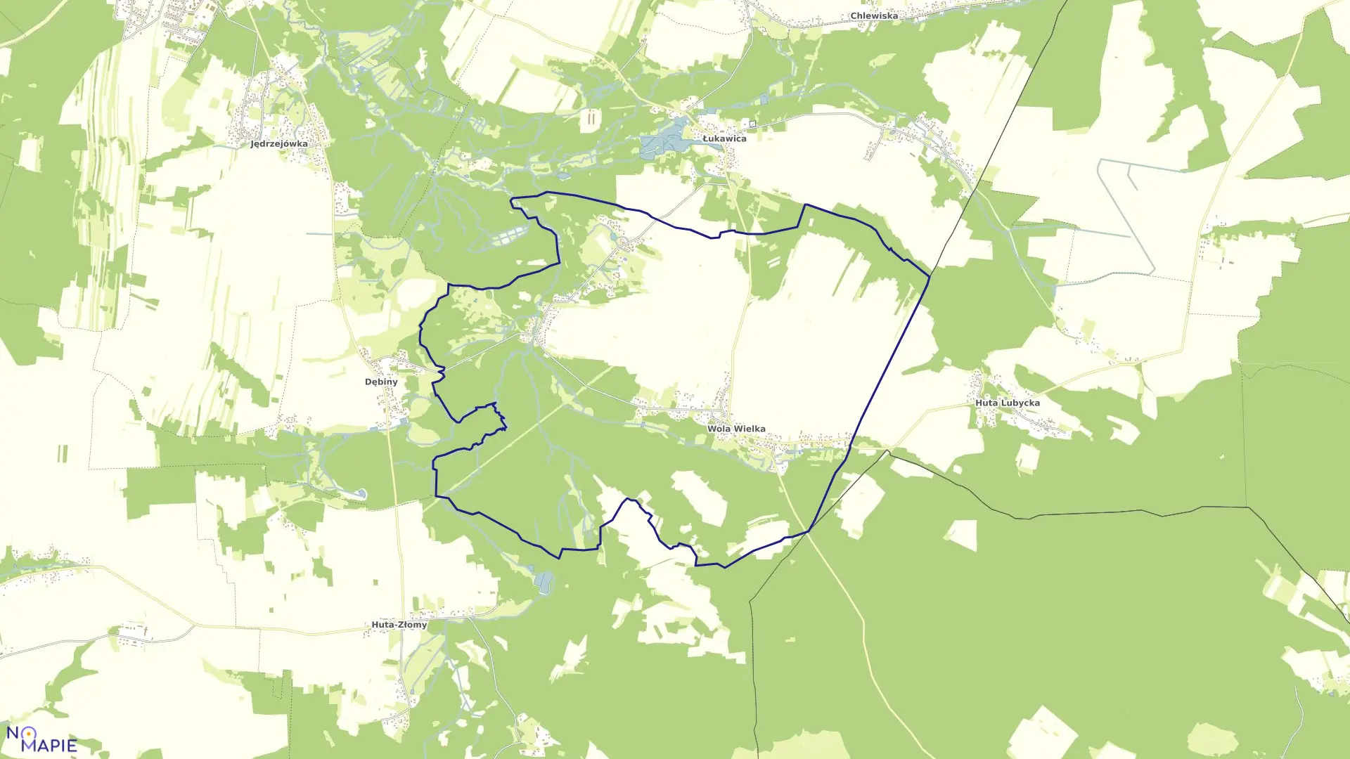 Mapa obrębu Wola Wielka w gminie Narol